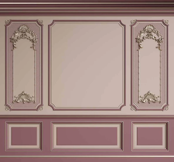 3D Mor Panel Altın Motif Duvar Kağıdı Baskı - Resim 7