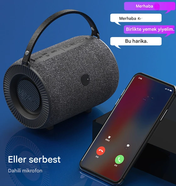 Stereo Bas Yüksek Ses Taşınabilir Kablosuz Bluetooth Hoparlör  USB AUX MP3 Müzik Keyfi - 2