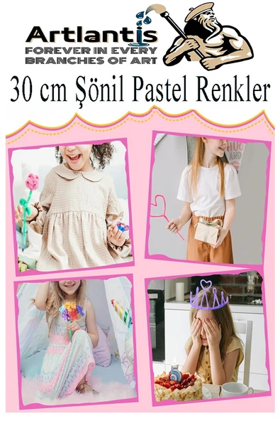 Şönil Pastel Renkler 30 cm 50 li 1 Paket Pastel Renkli Tüylü Tel Peluş Tel 30 cm Elişi Okul Projeleri Süsleme - 5
