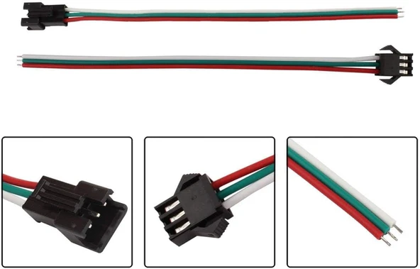 10 Adet JST SM 3 Pin Konektör LED Güç Erkek Dişi SM bağlantı Kablo Adaptör WS2812B WS2812 WS2811 LED Işık Şeridi - 4