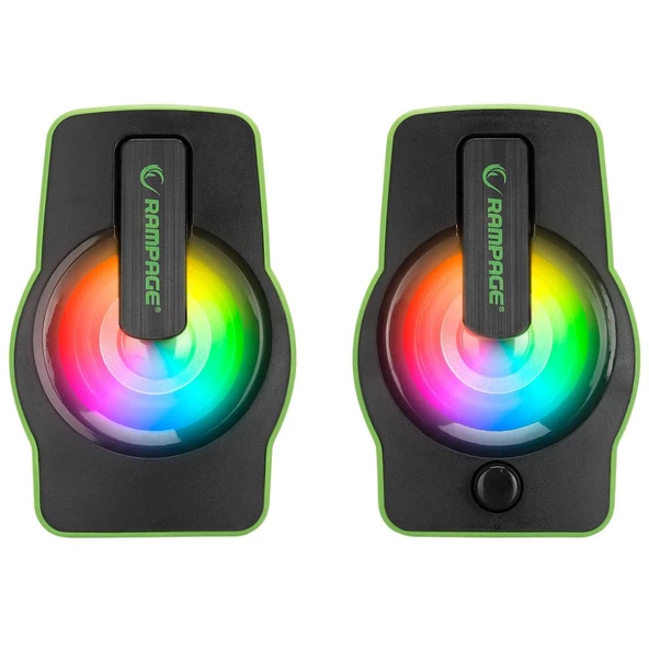 Rampage Speaker Rms-G7 Falsetto 2.0 6 Watt Rgb Ledlı Yeşıl Multımedıa Gamıng Usb Hoparlör