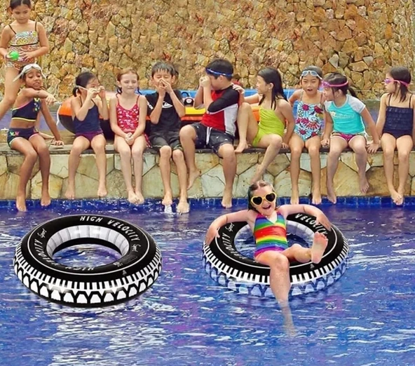 Büyük Boy Radyal Deniz Havuz Can Simiti İç Lastik Şambrel Yetişkinler İçin Yüzme Yardımcı 91 cm Ebat - 5