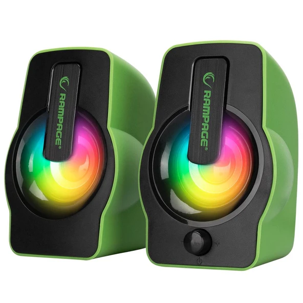 Rampage Speaker Rms-G7 Falsetto 2.0 6 Watt Rgb Ledlı Yeşıl Multımedıa Gamıng Usb Hoparlör - 2