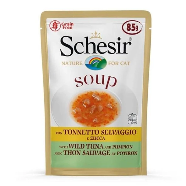 Schesir Cat Soup Yabani Ton Balıklı ve Balkabaklı Kedi Çorbası 85 gr ürün görseli
