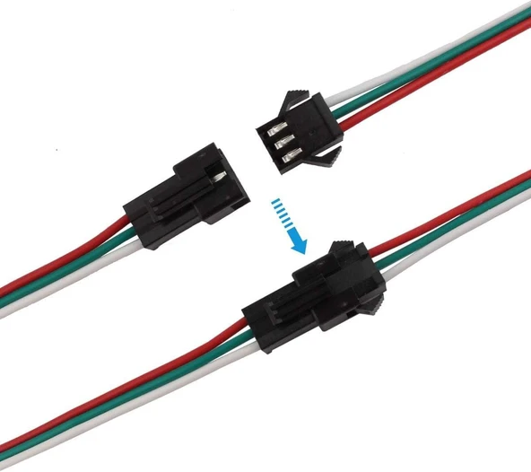 10 Adet JST SM 3 Pin Konektör LED Güç Erkek Dişi SM bağlantı Kablo Adaptör WS2812B WS2812 WS2811 LED Işık Şeridi - 5