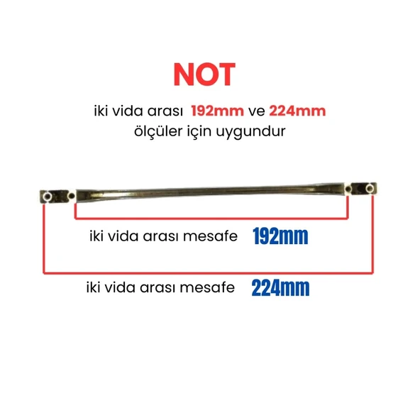 5 Adet Metal Ezgi Mobilya Çekmece Dolap Kulpu Krom 192-224mm - 2