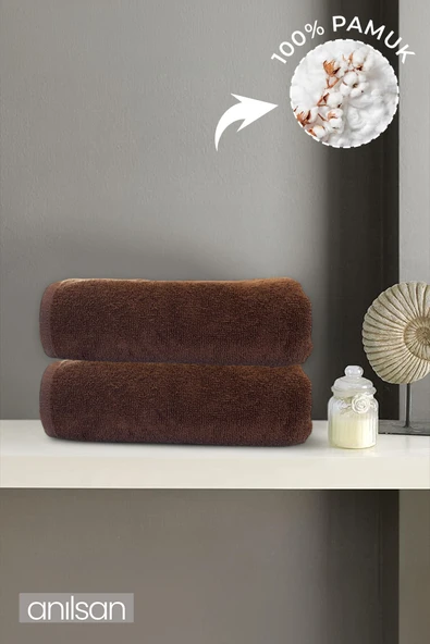 2'li Kahverengi Banyo Havlusu - 90x150 Cm, 650 Gr, %100pamuk, Spa Ve Otel Havlusu, Günlük Kullanım