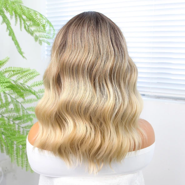 Kumral / Dore Sarı Röfleli Küt Tül Peruk - Resim 5