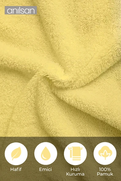 100'lü Greek Sarı Banyo Havlusu - 70x140 Cm, 490 Gr, %100pamuk, Spa Ve Otel Havlusu (10 Adet) - 4