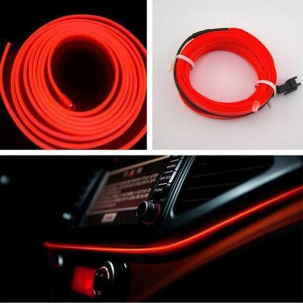 Mercury Sable Kırmızı 2 Metre Neon İp Torpido Fitili Oto Şerit Led