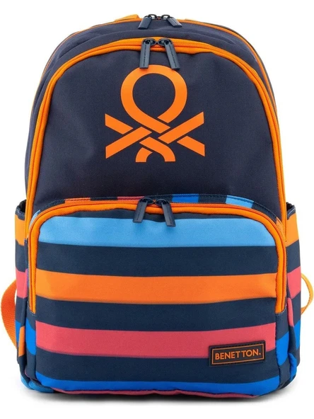 United Colors of Benetton Çift Ana Gözlü Şerit Detaylı Erkek Çocuk 3'lü Okul Çantası Seti - 2
