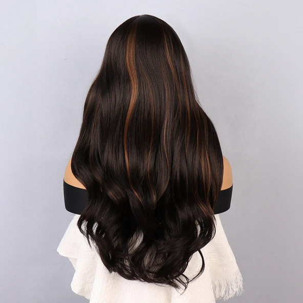 Kahverengi Karamel Işıltılı Tül Peruk - Resim 4