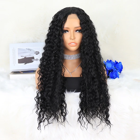 Afro Dalga Siyah Orta Boy Tül Peruk ürün görseli