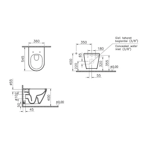 VitrA İntegra Round Rim-ex Asma Klozet 7041B003-0090 - 2
