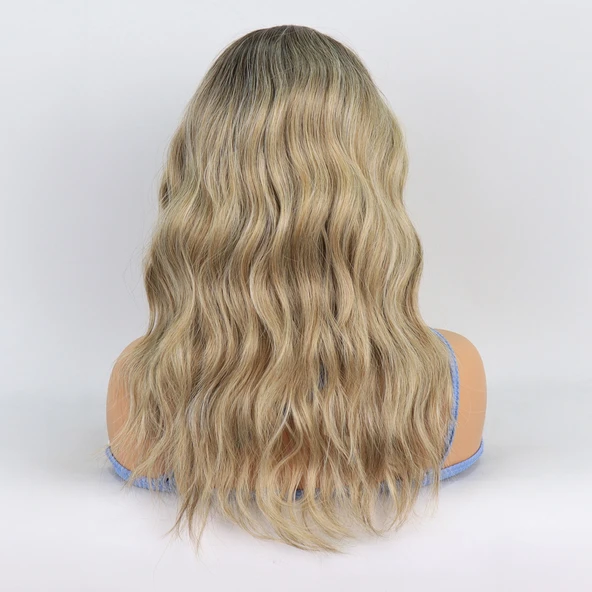 Kumral / Balköpüğü Ombre ve Röfleli Küt Tül Peruk - Resim 5