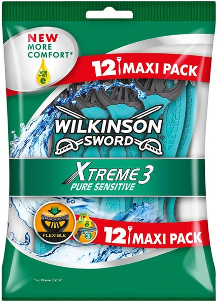 Wilkinson Sword Xtreme 3 Pure Sensitive Tek Kullanımlık Tıraş Bıçağı - 12 Adet