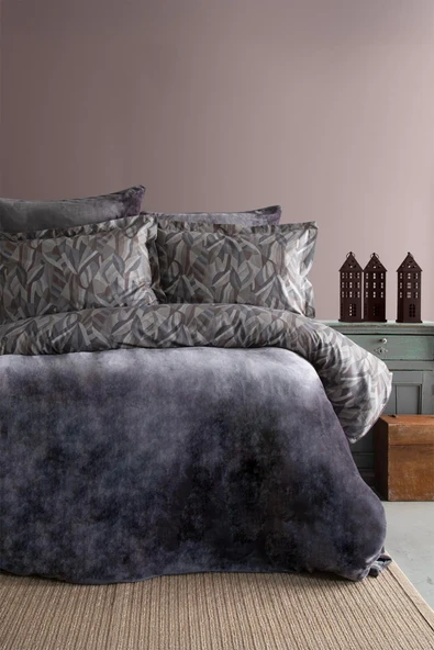 Apricitas HOME Darcy Gri My Touch %100 Pamuk Çift Kişilik Battaniyeli Nevresim Takımı