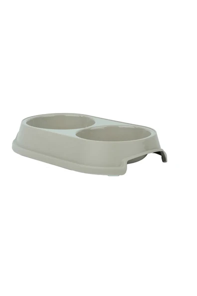 Pribor Kedi Köpek İkili Mama ve Su Kabı (0,25 + 0,25 Litre) Bej - 1