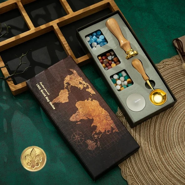 Mum Mühürü Antik Set 4 Renk 75 Metalik Wax Ahşap Sap