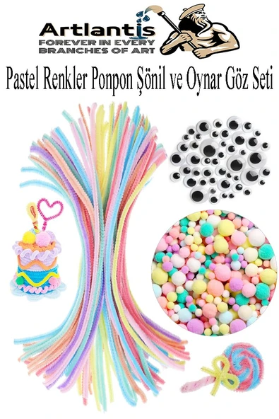 Pastel Renkli Pon Pon 10 20 30 mm 85 li 1 Paket Peluş Ponpon Tüylü Ponpon Okul Öncesi Kreş El İşi Hobi - 6