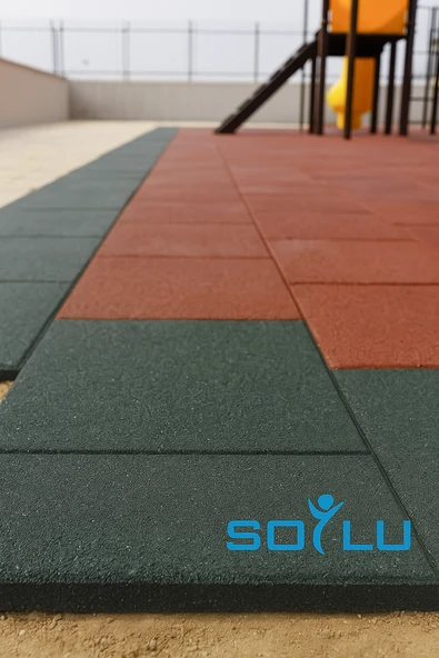 Kauçuk Zemin Kaplama Karo Yeşil 40x40x2 cm - 35m2 Paketli ürün görseli