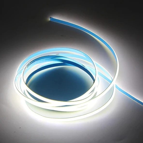 COB Led şerit 5metre 12V 480LED/m 6500K soğuk beyaz 10W 8mm IP20 aydınlatma ışık hortum kendinden yapışkanlı