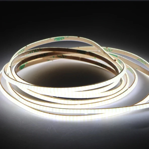 COB Led şerit 5metre 12V 320LED/m 6500K soğuk beyaz 10W 8mm IP20 aydınlatma ışık hortum kendinden yapışkanlı
