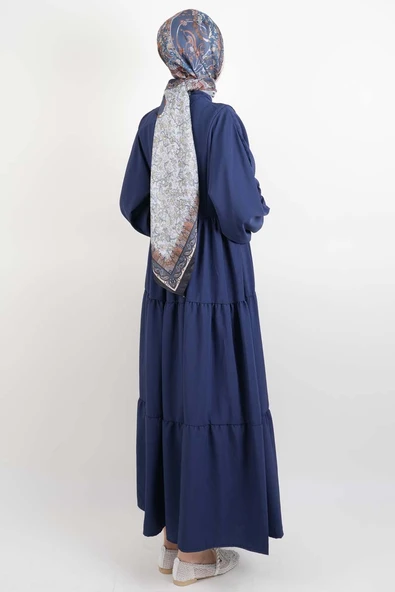 Bayan Modal Günlük Elbise Alaçatı Modal Elbise Lacivert - 3