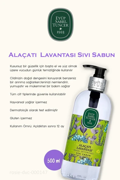 Eyüp Sabri Tuncer Alaçatı Lavantası Doğal Zeytinyağlı Sıvı Sabun 500 ml - 2