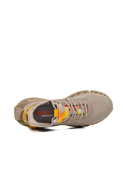 Gamelu Bej Fileli Hava Alabilen Memory Foam Erkek Sneaker - Resim 4