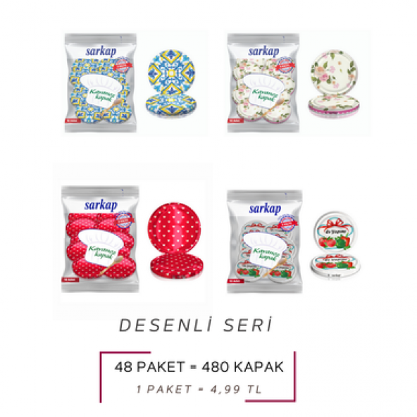 SARKAP 10'LU HİJYENİK PAKETLİ RENKLİ KAVANOZ KAPAĞI 5 PAKET - 2