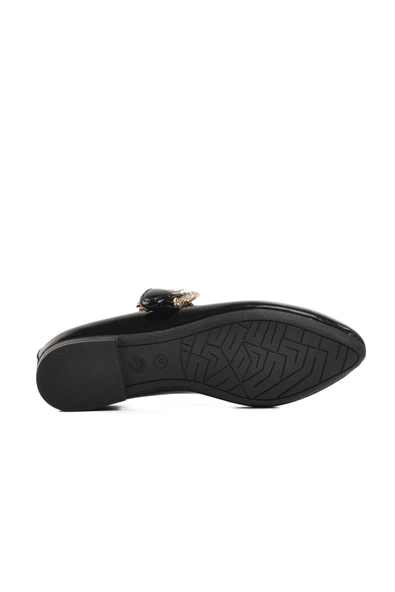 Aspor Siyah Rugan Taşlı Hafif Kadın Abiye Ayakkabı - 5