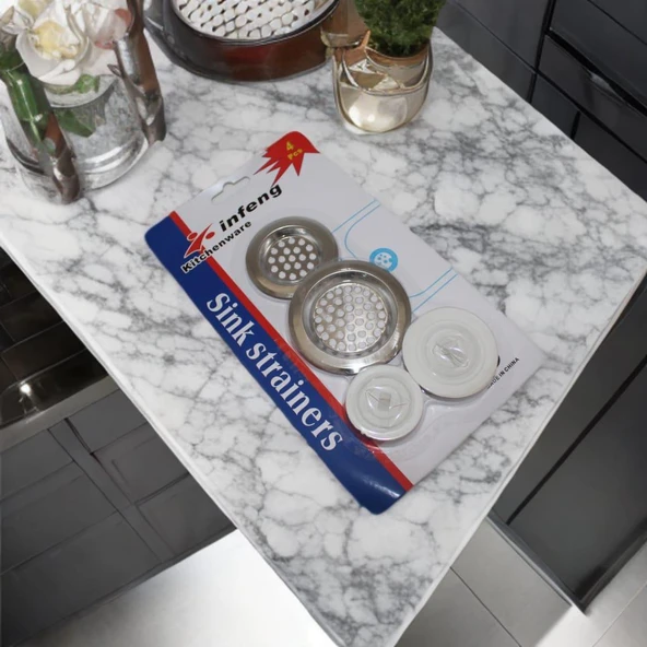 4 Parça Süzgeç ve Tıpa Seti Lavabo Küvet Duşakabin Tıpası ve Gider Süzgeçleri Seti
