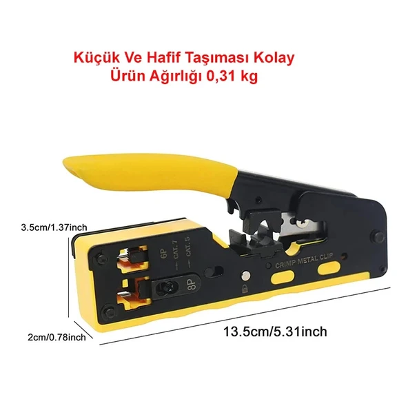 DailyTech Yeni Nesil Rj45 Ağ Pensesi Cat5/6/7 Konnektör Sıkma - 7