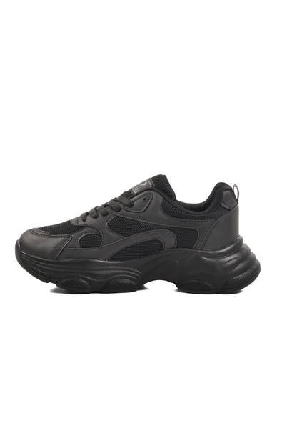 Aspor Siyah Fileli Kadın Spor Ayakkabı Sneaker - Resim 2