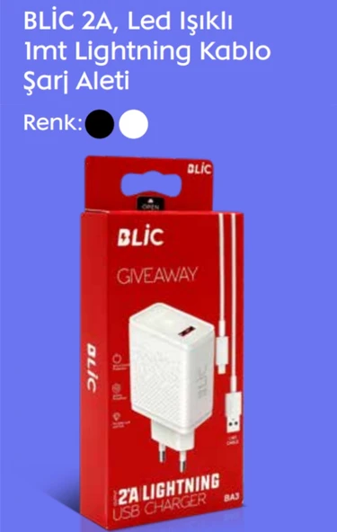 Blic 2A LED ışıklı lightining  Şarj aleti