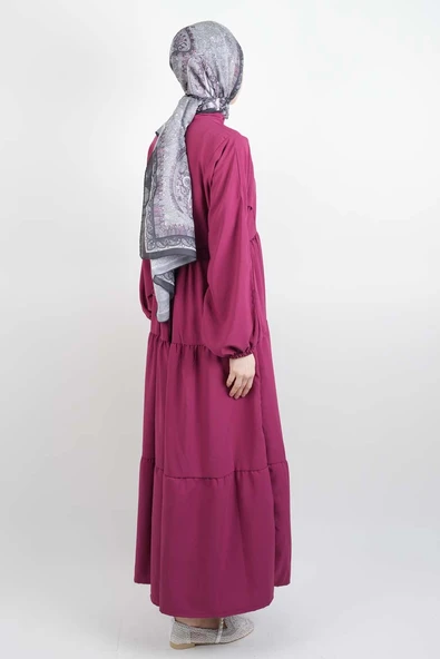 Bayan Modal Günlük Elbise Alaçatı Modal Elbise Fuşya - 3