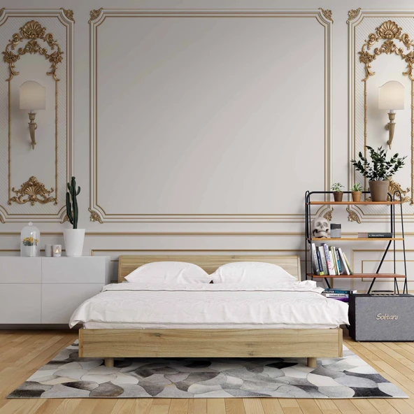 3D Beyaz Sütun Altın Motif Panel Duvar Kağıdı Baskı - 2