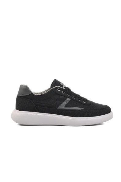 Aspor Siyah Beyaz Keten Erkek Sneaker Ayakkabı