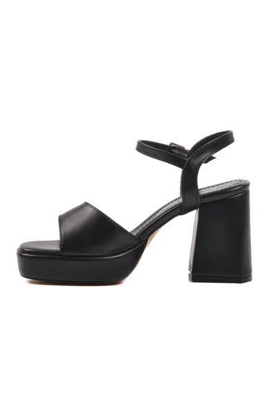 Aspor Siyah Platform Topuk Kadın Topuklu Sandalet - 2