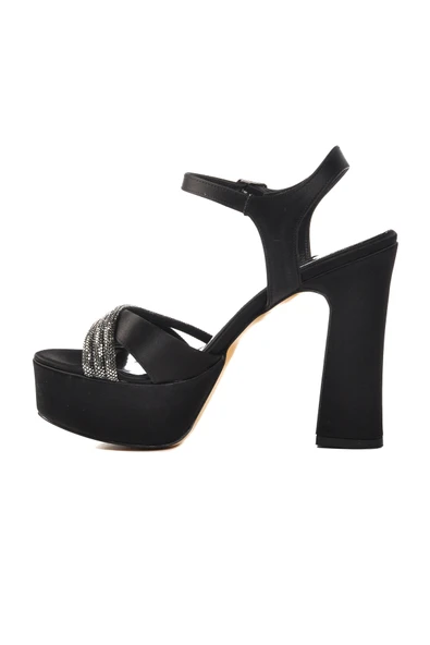 Aspor Siyah Saten Kadın Topuklu Abiye Ayakkabı - 2