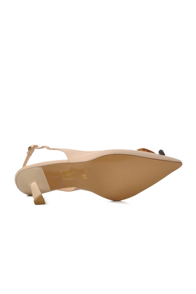 Aspor Bej Saten İnce Topuklu Kadın Abiye Ayakkabı - 5