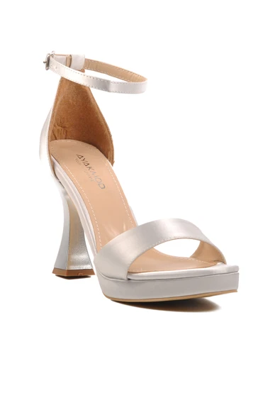 Aspor Gümüş Saten İnce Topuk Kadın Topuklu Sandalet - 3