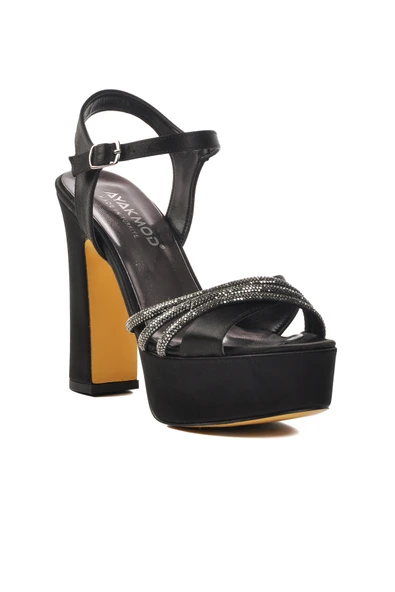 Aspor Siyah Saten Kadın Topuklu Abiye Ayakkabı - 3