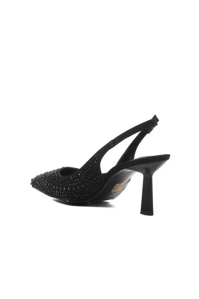 Aspor Siyah Saten İnce Topuklu Kadın Abiye Ayakkabı - 4