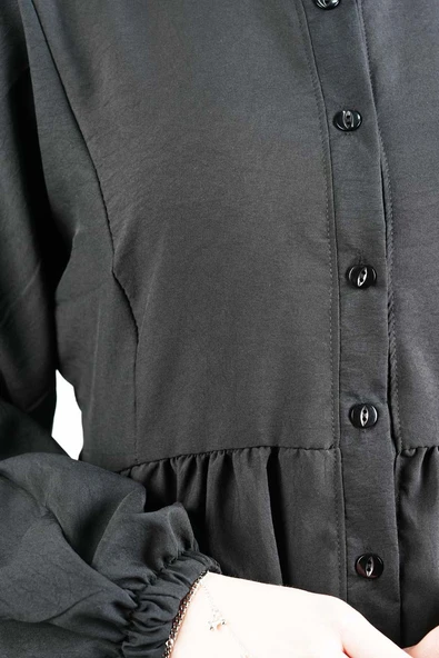 Bayan Modal Günlük Elbise Alaçatı Modal Elbise Siyah - 4