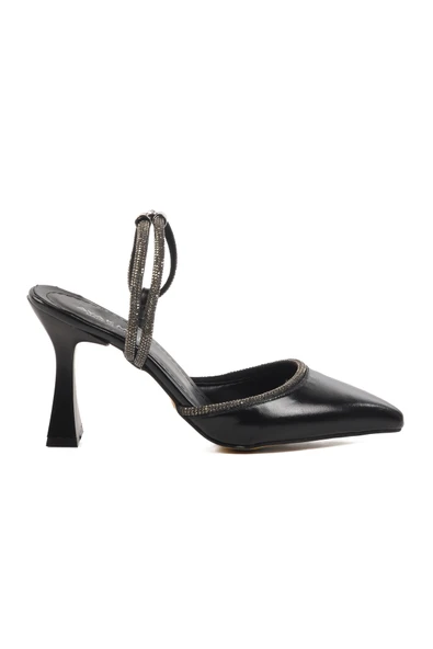 Aspor Siyah İnce Topuklu Kadın Abiye Ayakkabı