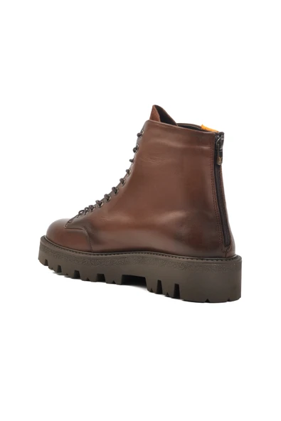 Aspor Kahve Hakiki Deri Düz Erkek Bot Premium - 4