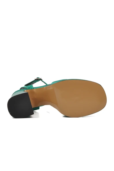 Venüs Yeşil Saten Kadın Abiye Ayakkabı - 5