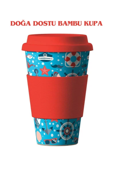 BALEV BIO Doğa Dostu 400 ml Nautical (Sea Red) Bambu Kupa